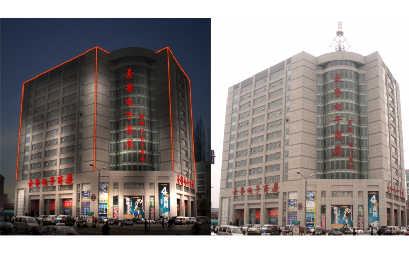 豪魯電子商廈發(fā)光標(biāo)識(shí)，壓克力發(fā)光大字